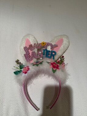 Easter Bunny Ear Headband with Floral Accents